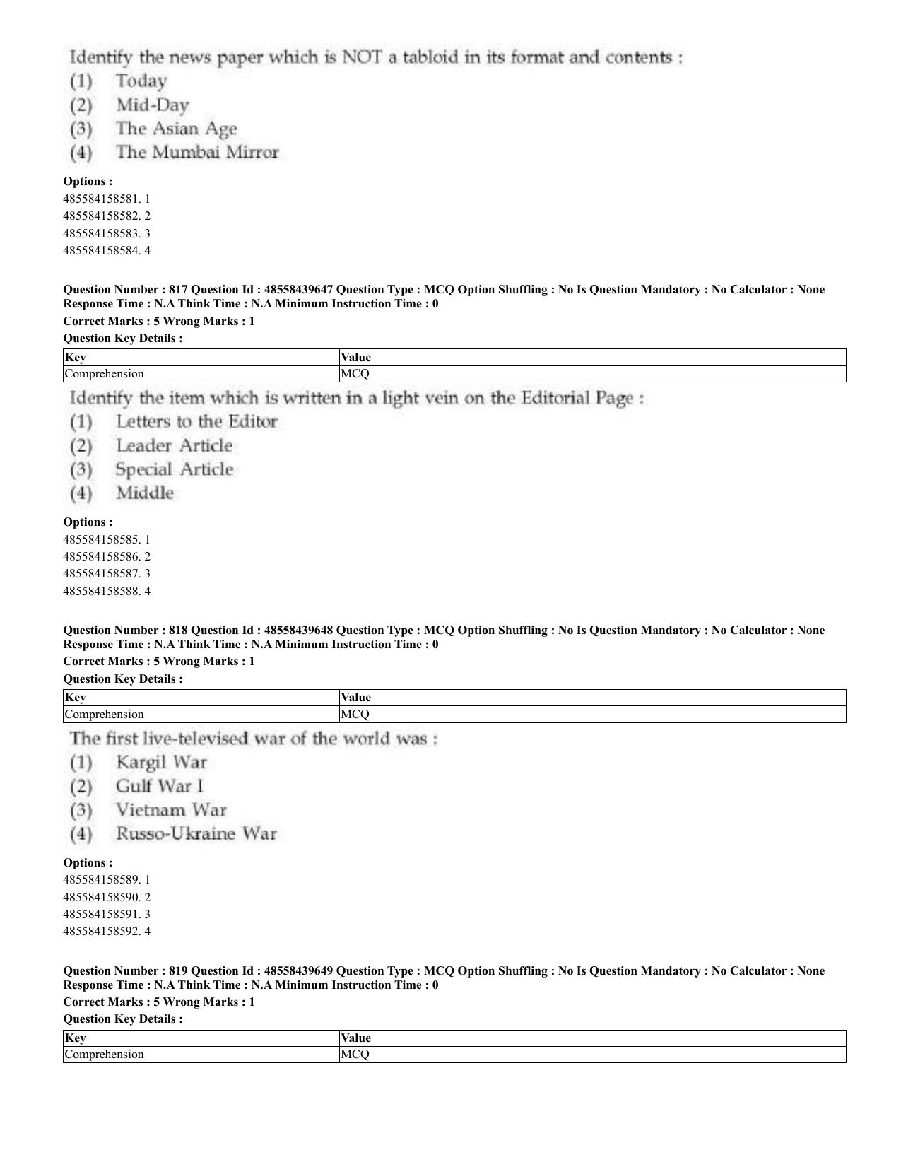 CUET 2023 English Odia Shift 3 Question Papers - 02 Jul 2023 - Page 427
