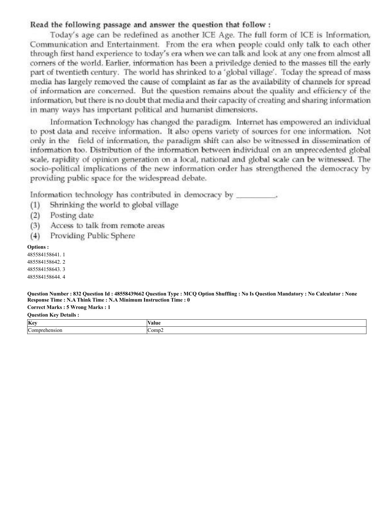 CUET 2023 English Odia Shift 3 Question Papers - 02 Jul 2023 - Page 436
