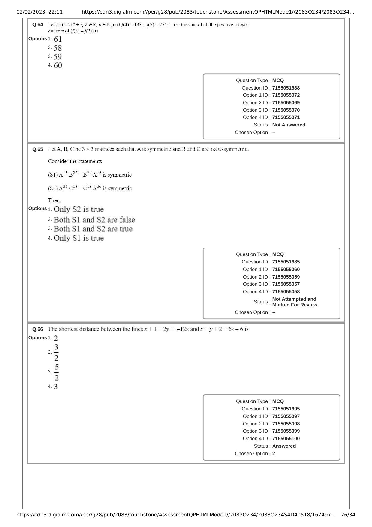 JEE Mains 2023: 25th January 2023 Shift-2 (Evening) Question Paper With Solution (January, Session-1) - Page 26
