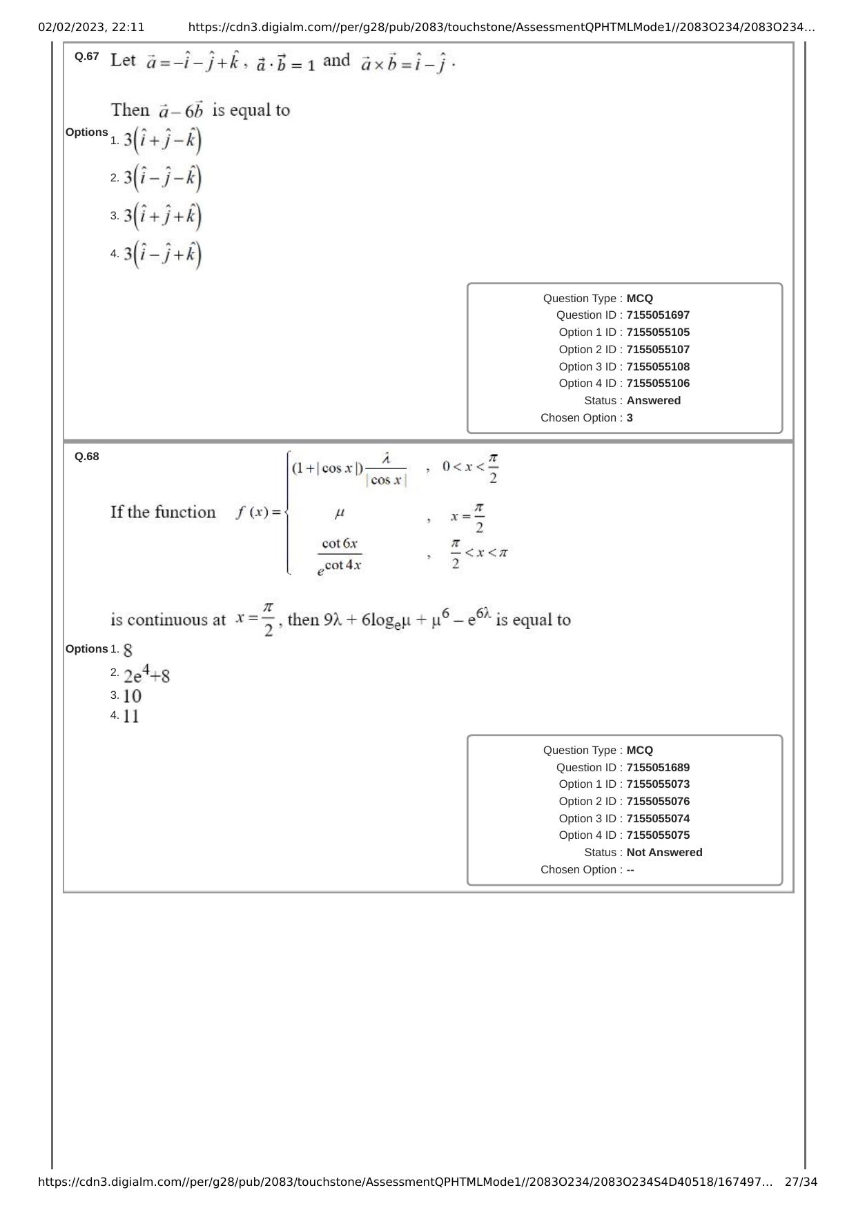 JEE Mains 2023: 25th January 2023 Shift-2 (Evening) Question Paper With Solution (January, Session-1) - Page 27