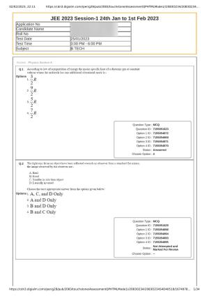 JEE Mains 2023: 25th January 2023 Shift-2 (Evening) Question Paper With Solution (January, Session-1)