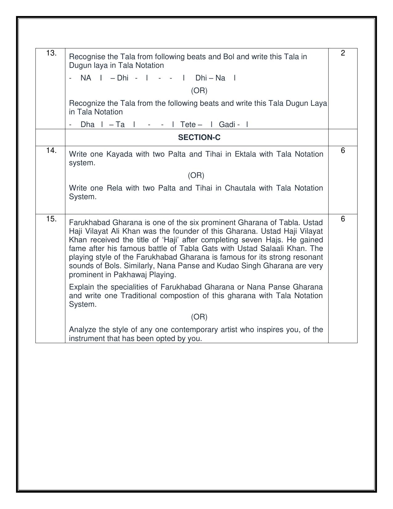 CBSE Class 10 Hindustani Music (Percussion) Sample Paper 2025 - Page 4