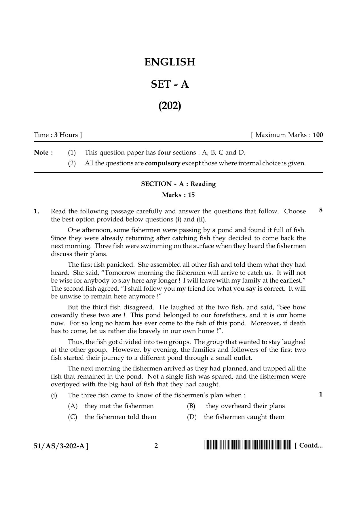NIOS October 2015 Class 10 English Question Paper - Page 2