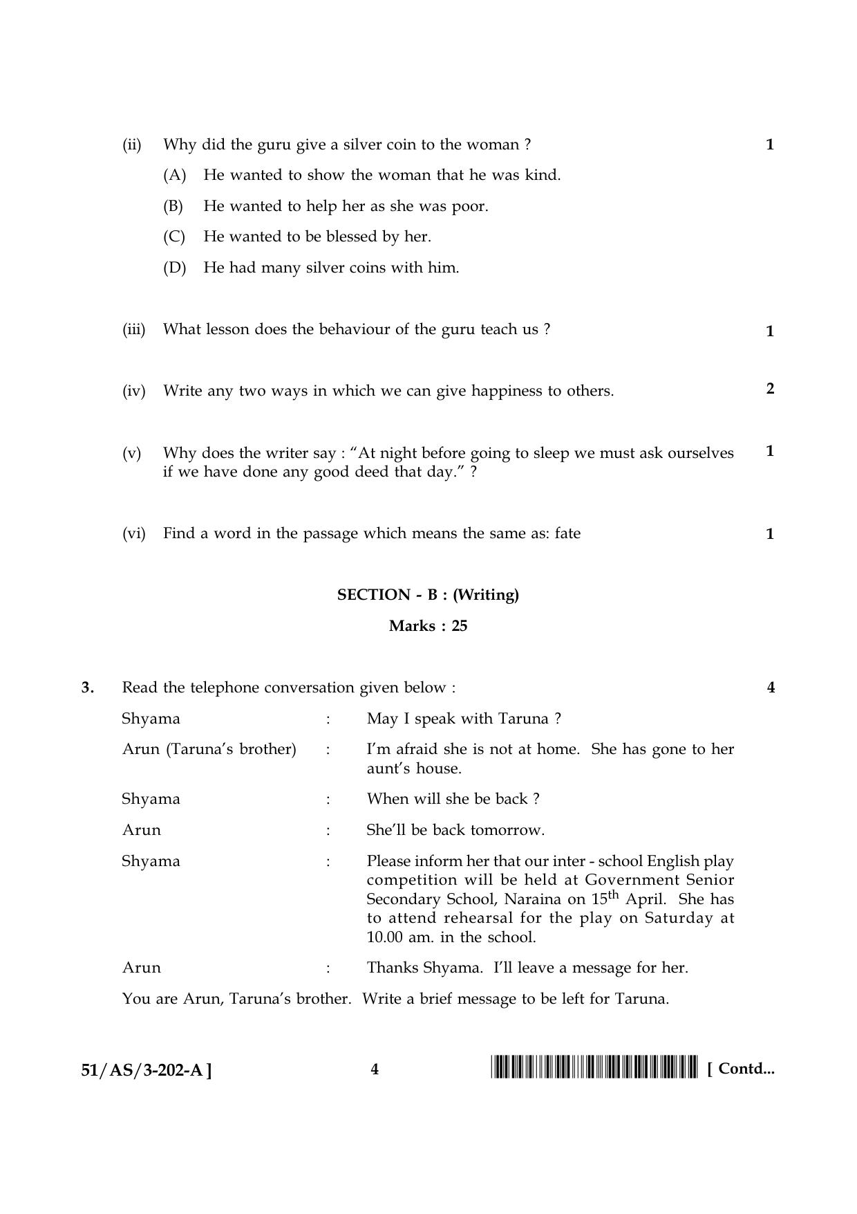 NIOS October 2015 Class 10 English Question Paper - Page 4