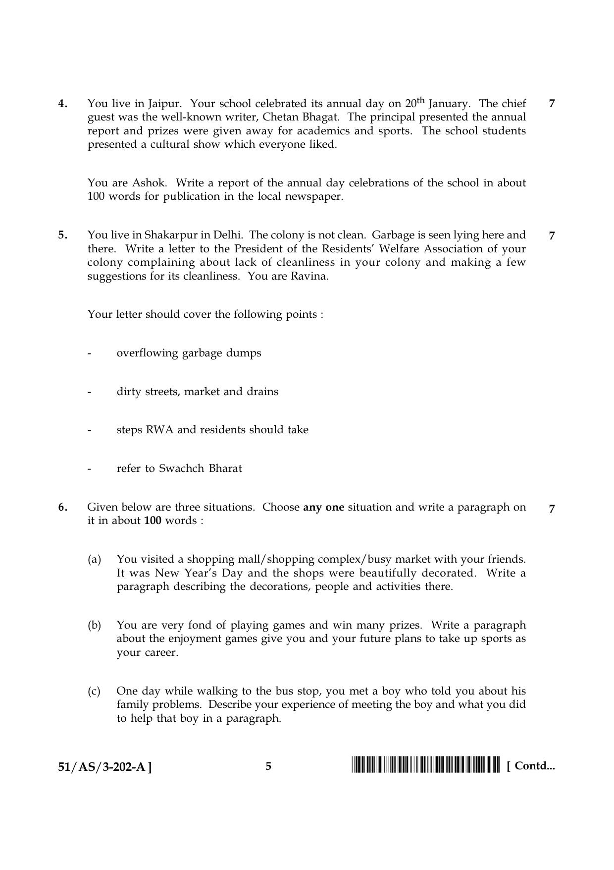 NIOS October 2015 Class 10 English Question Paper - Page 5