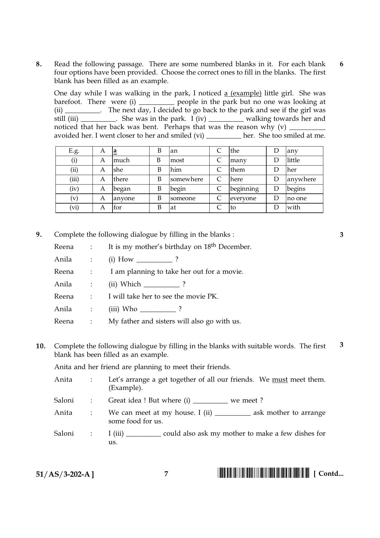 NIOS October 2015 Class 10 English Question Paper - Page 7