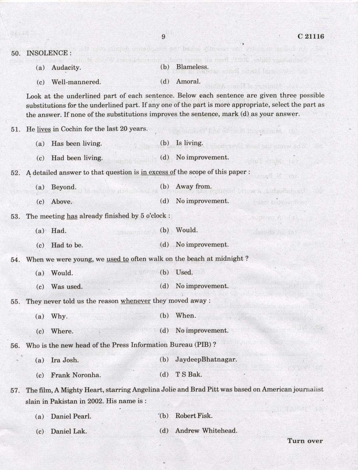 CUCAT 2022 M.A Journalism & Mass Communication Question Paper - Page 9