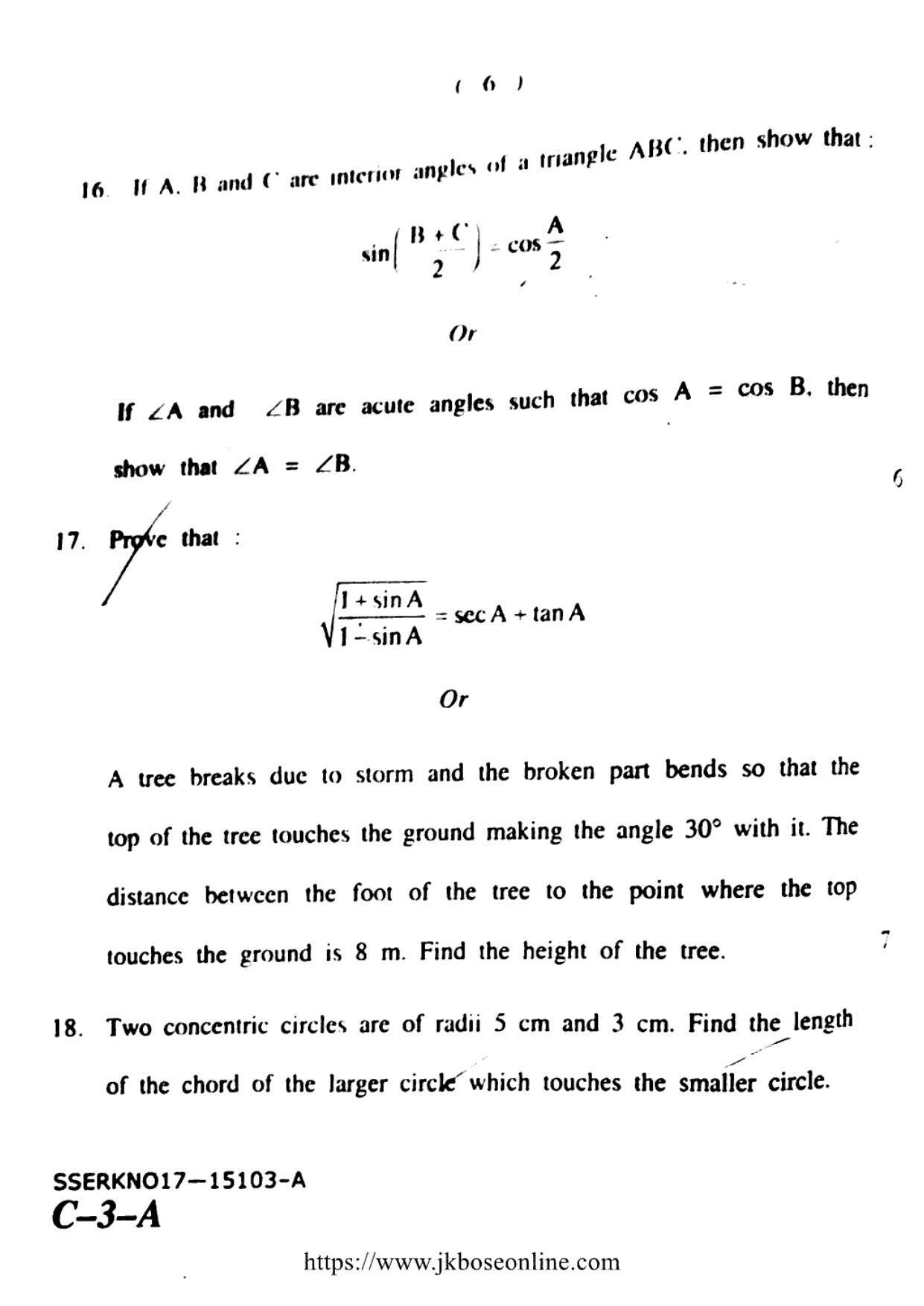 JKBOSE Class 12 Mathematics Question Papers 2017 (15103-A) - Page 6