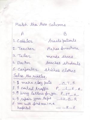 Worksheets for Class 2 EVS Assignment 49 Match
