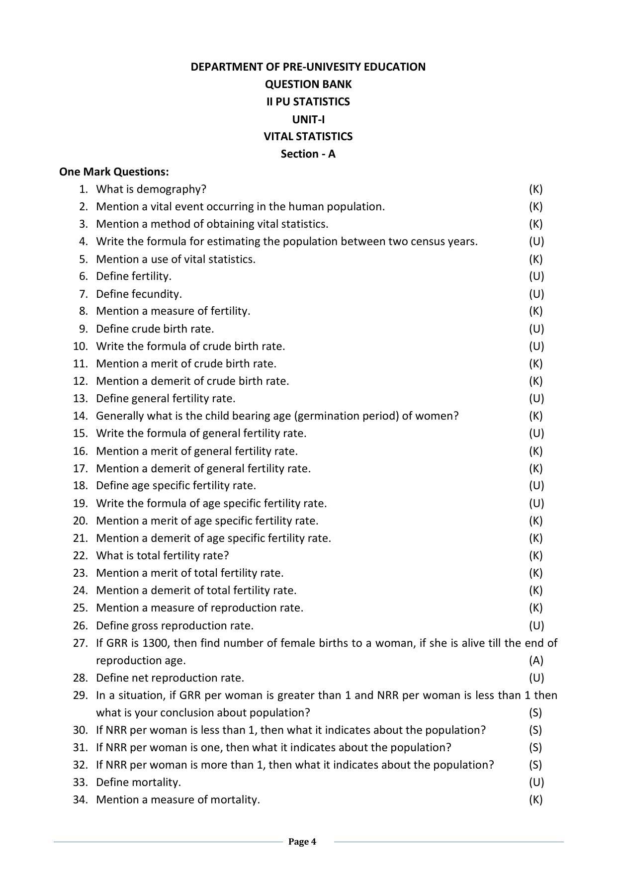 Karnataka 2nd PUC Question Bank for Statistics - Page 4