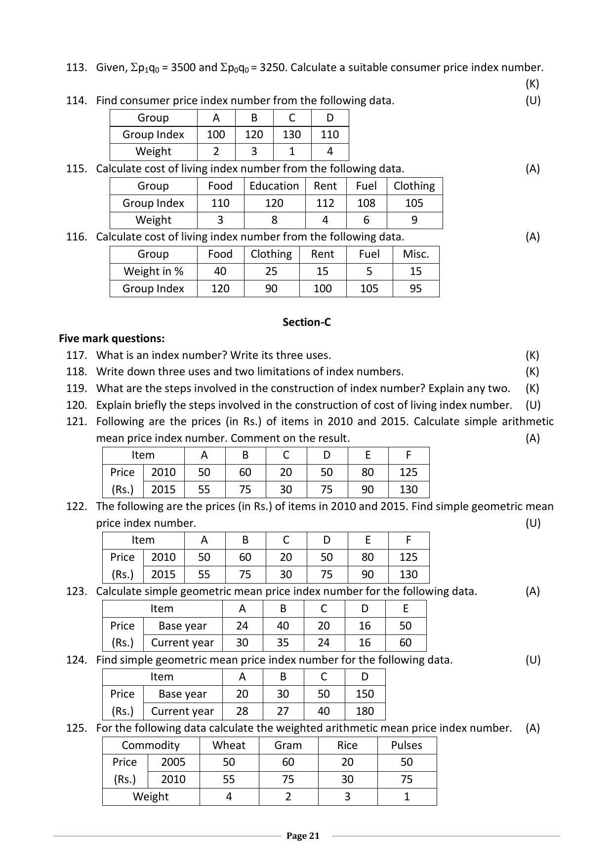Karnataka 2nd PUC Question Bank for Statistics - Page 21