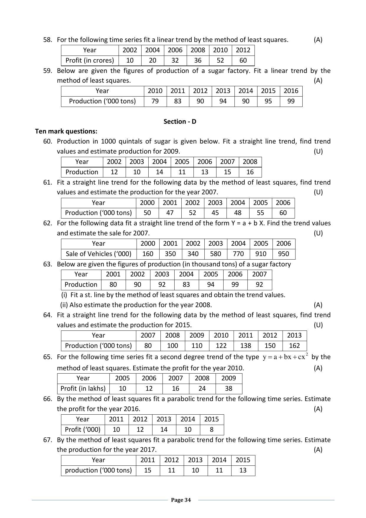 Karnataka 2nd PUC Question Bank for Statistics - Page 34
