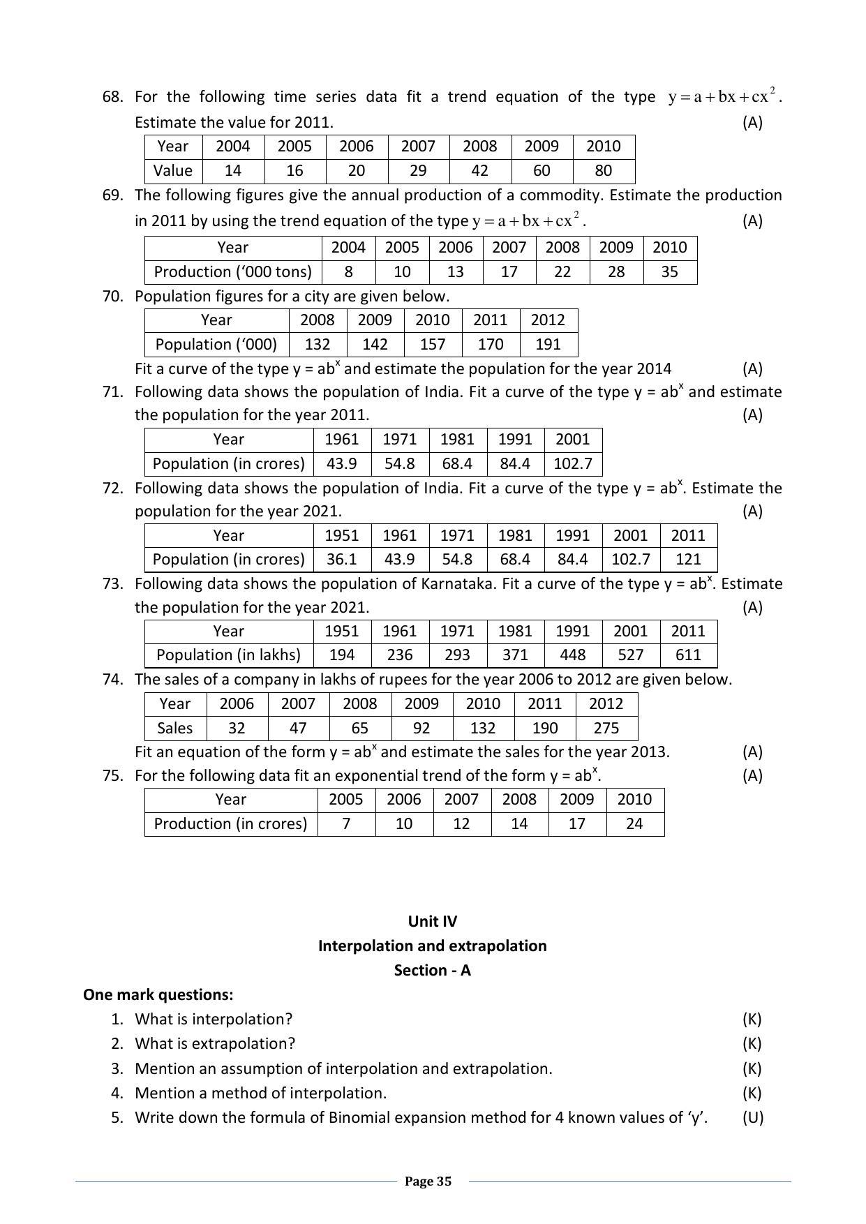 Karnataka 2nd PUC Question Bank for Statistics - Page 35
