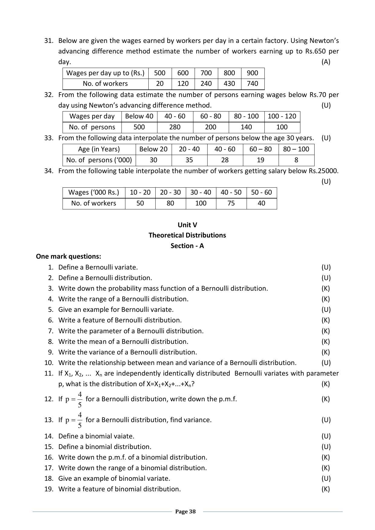 Karnataka 2nd PUC Question Bank for Statistics - Page 38
