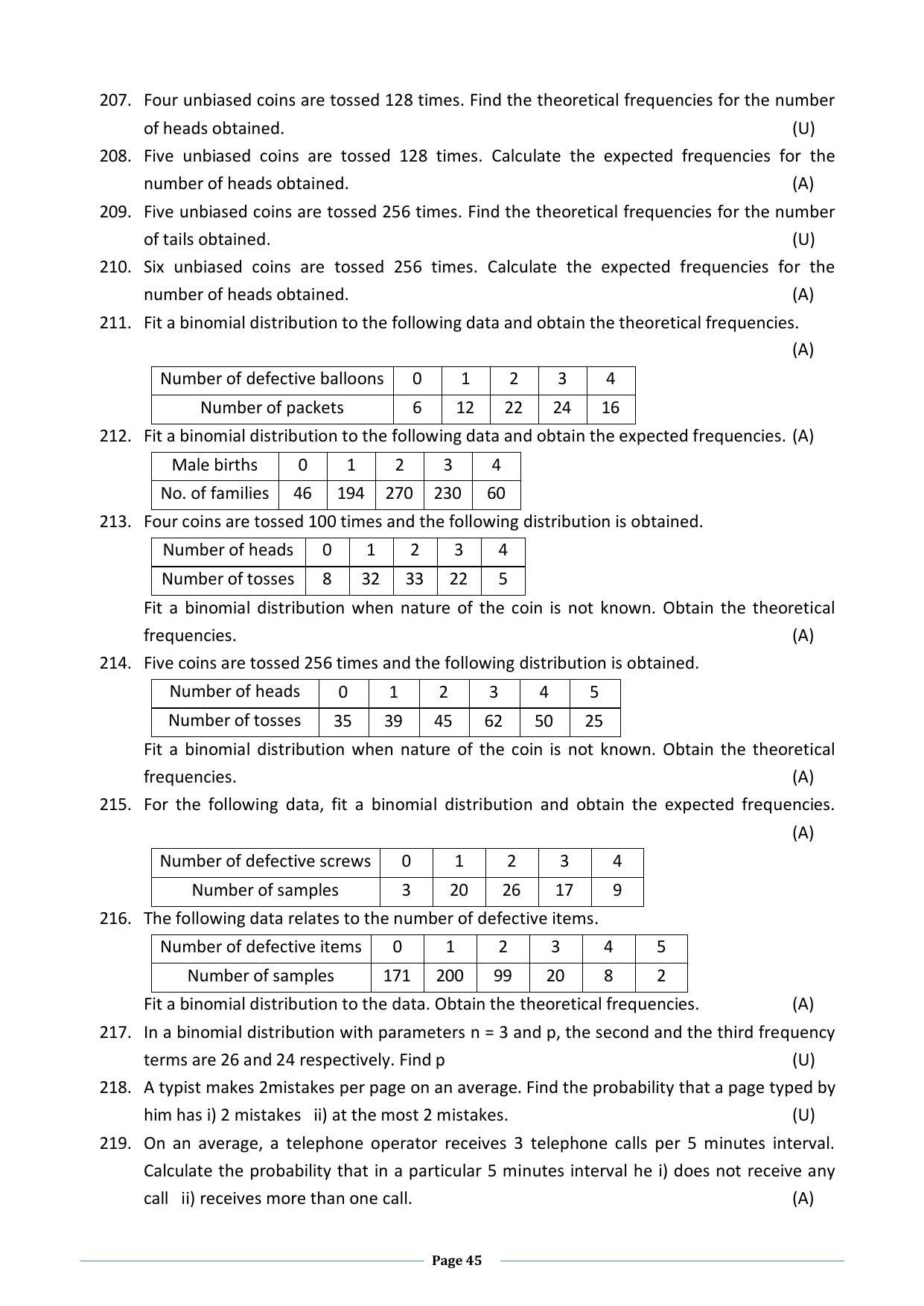 Karnataka 2nd PUC Question Bank for Statistics - Page 45