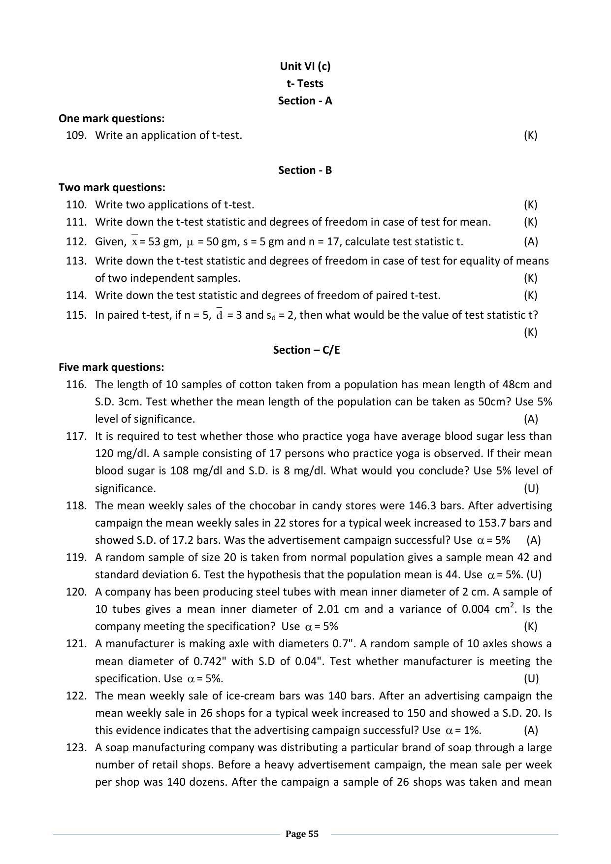 Karnataka 2nd PUC Question Bank for Statistics - Page 55