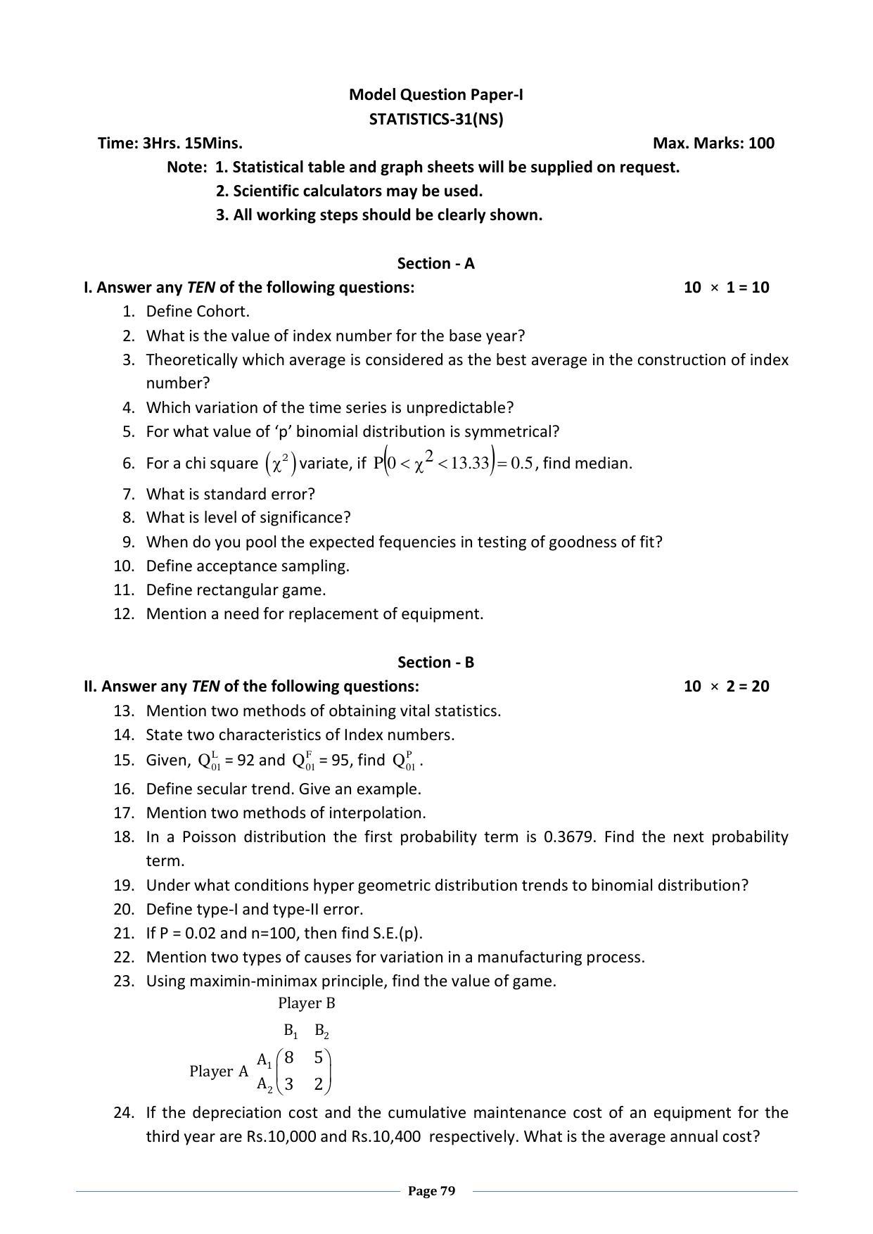 Karnataka 2nd PUC Question Bank for Statistics - Page 79