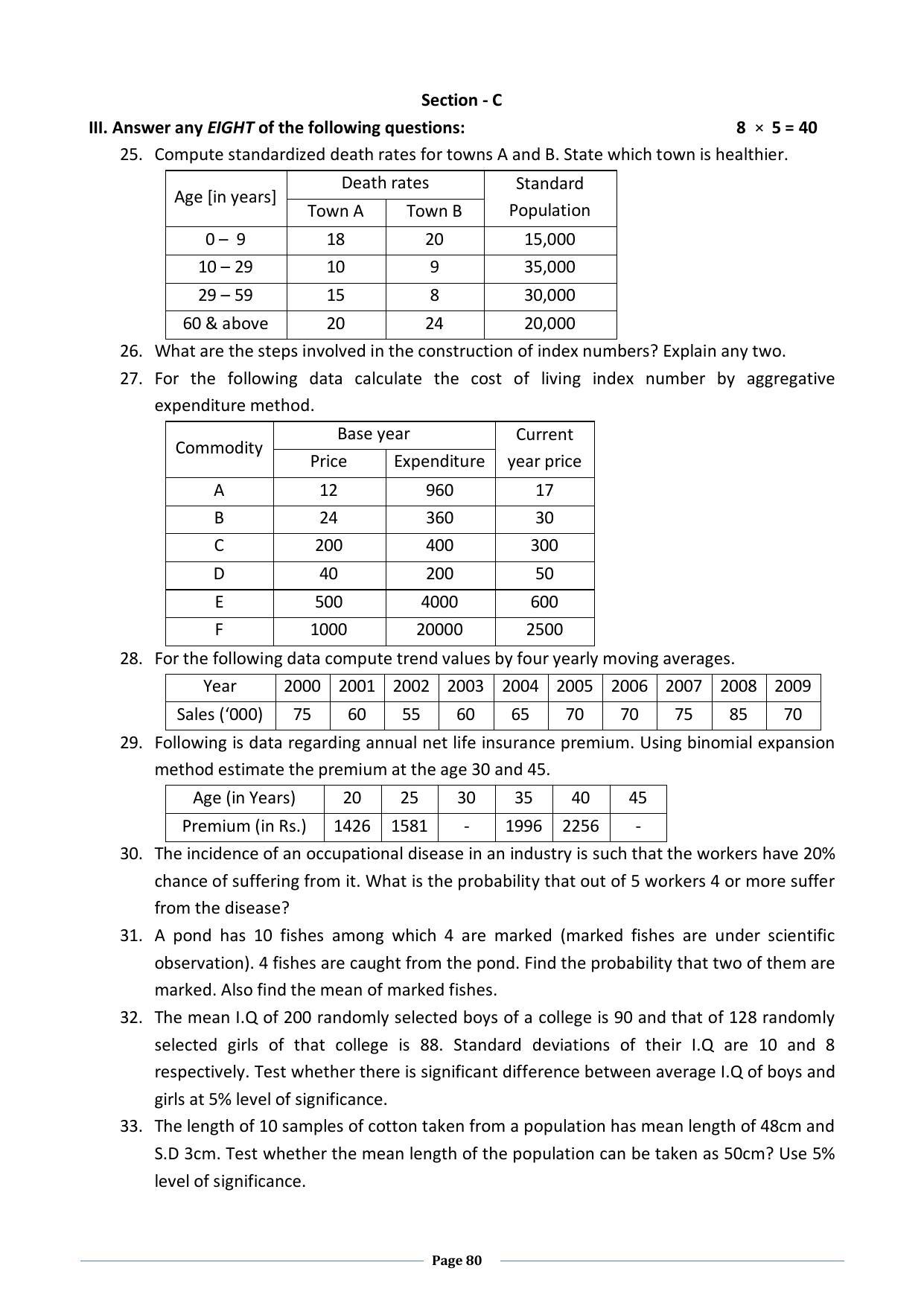 Karnataka 2nd PUC Question Bank for Statistics - Page 80
