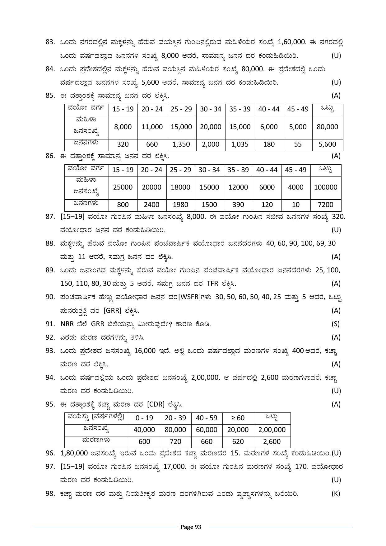 Karnataka 2nd PUC Question Bank for Statistics - Page 93