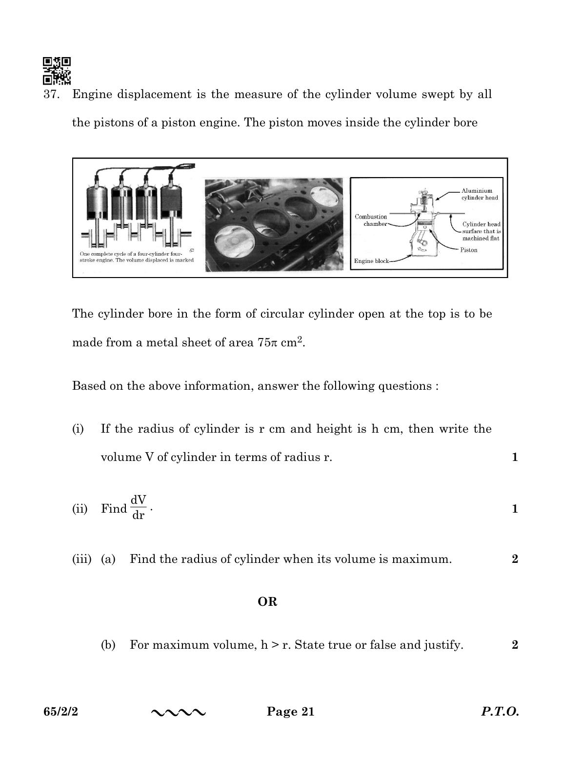CBSE Class 12 65-2-2 MATHEMATICS 2023 Question Paper - Page 21