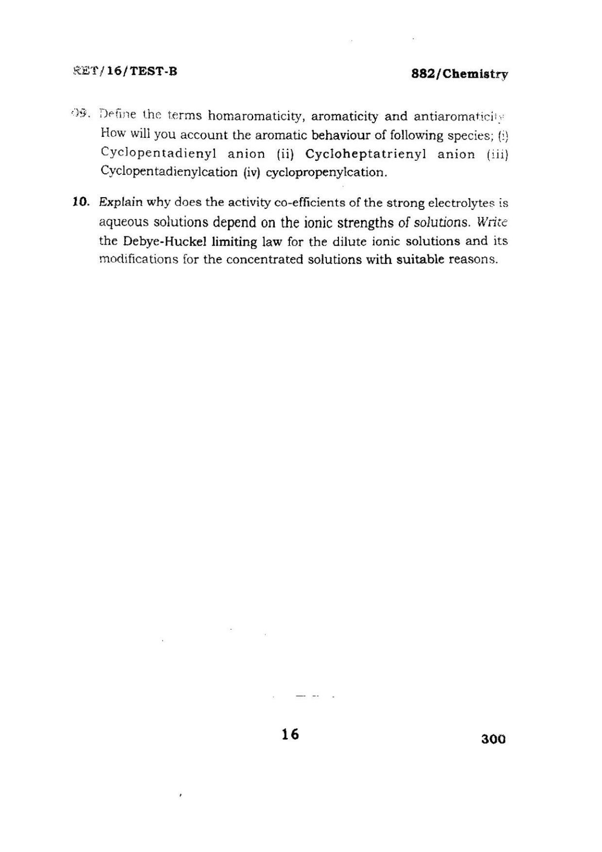 BHU RET CHEMISTRY 2016 Question Paper - Page 16