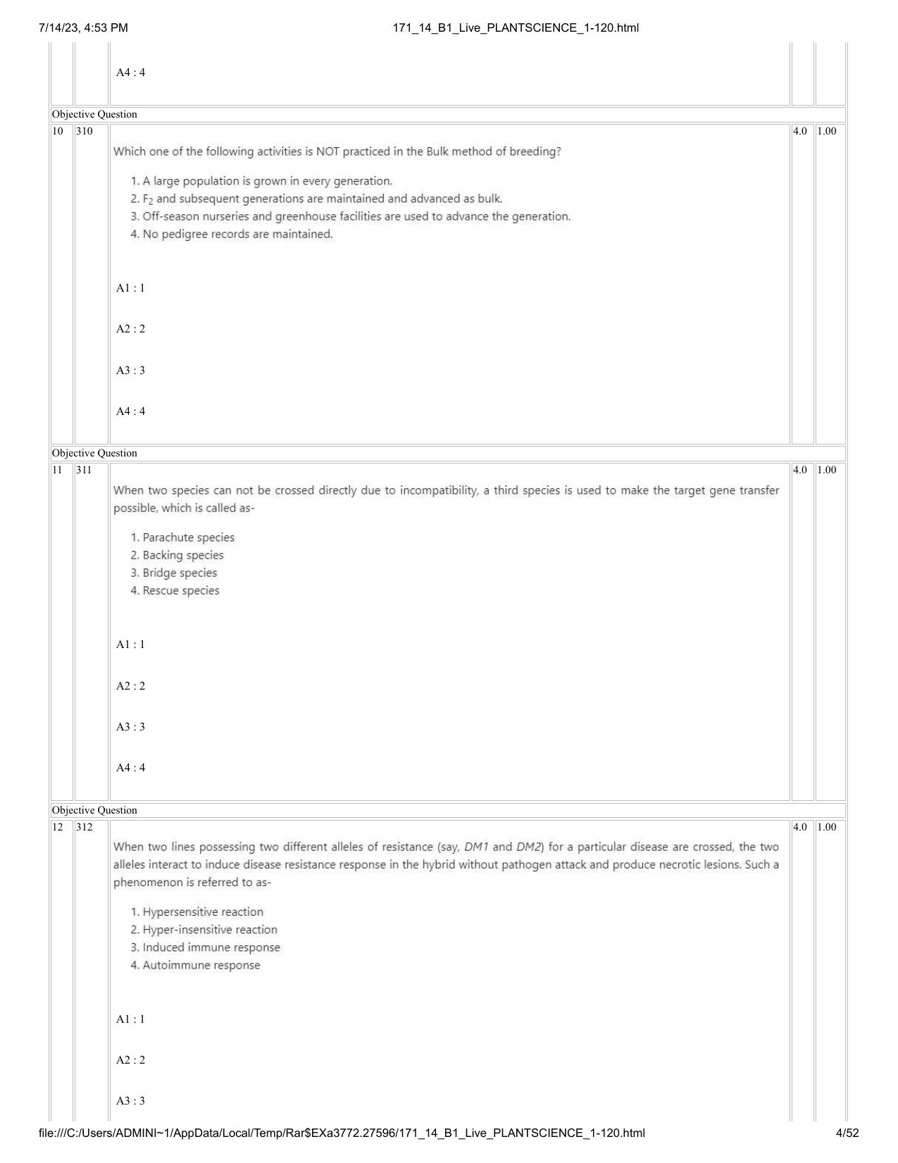 ICAR AIEEA PG 2023 PLANT SCIENCES Question Paper- 14 July 2023 - Page 4
