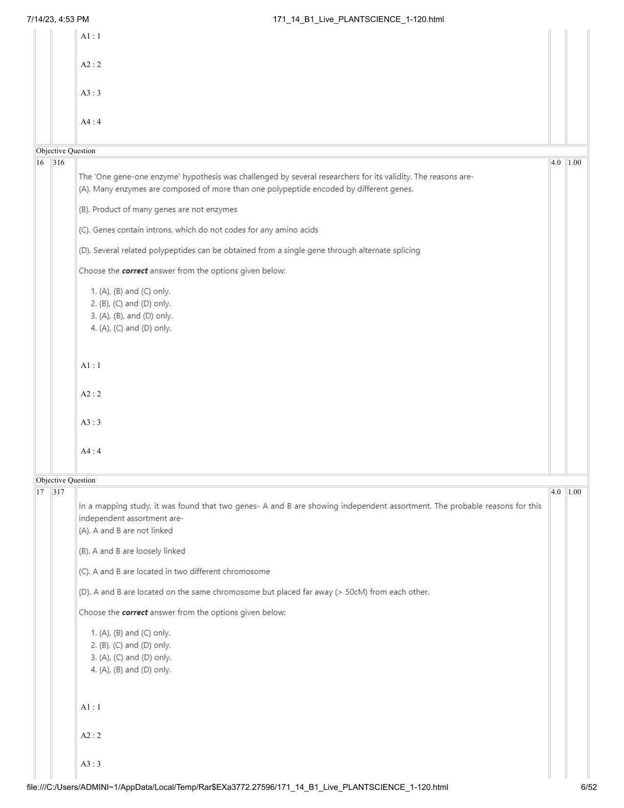 ICAR AIEEA PG 2023 PLANT SCIENCES Question Paper- 14 July 2023 - Page 6