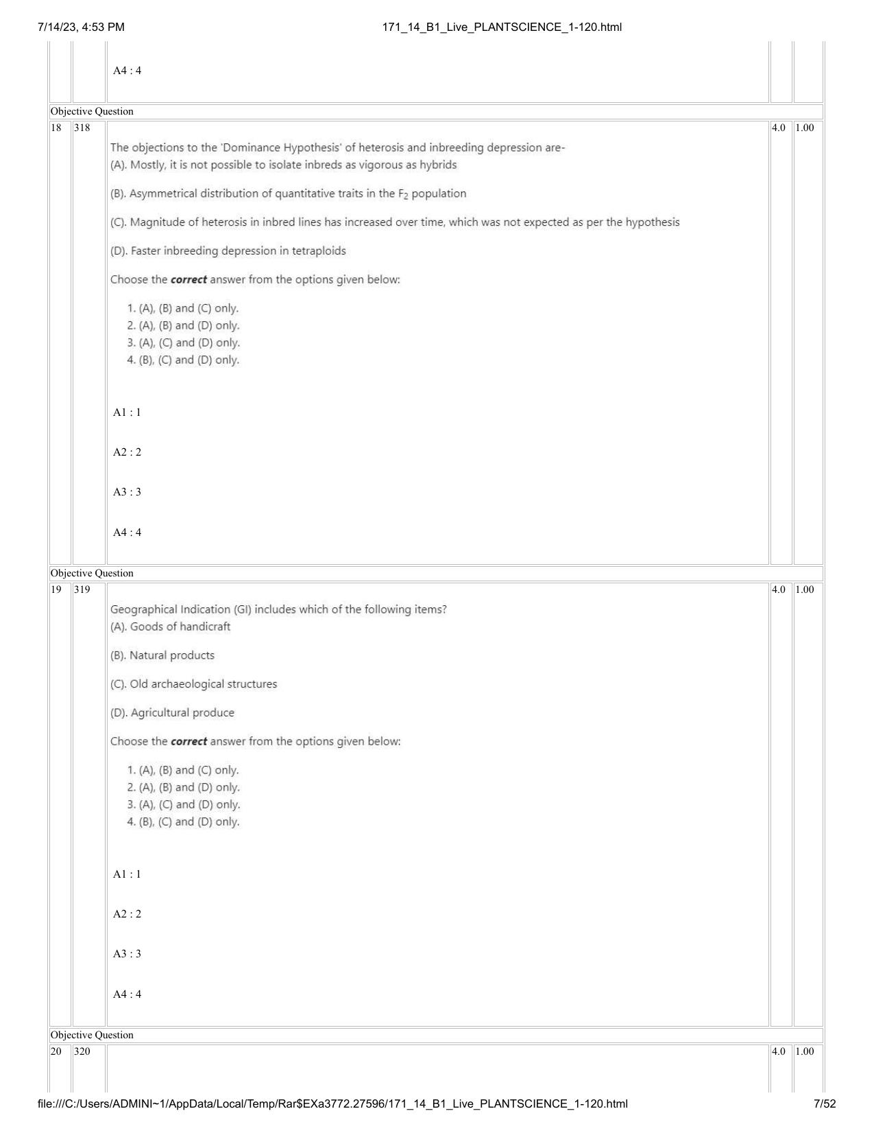 ICAR AIEEA PG 2023 PLANT SCIENCES Question Paper- 14 July 2023 - Page 7