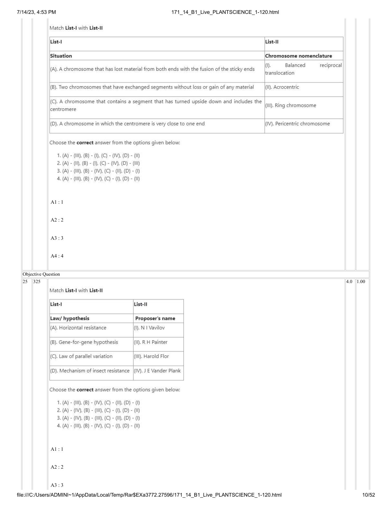 ICAR AIEEA PG 2023 PLANT SCIENCES Question Paper- 14 July 2023 - Page 10