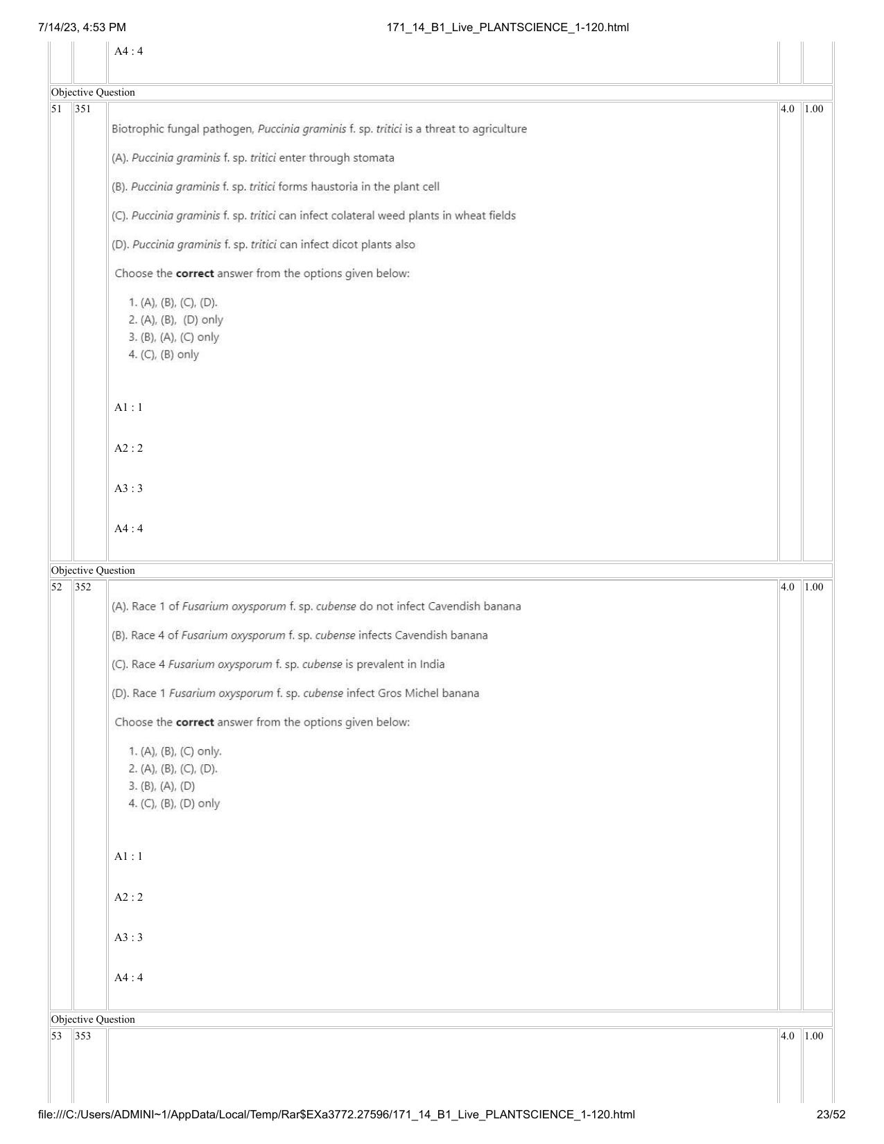 ICAR AIEEA PG 2023 PLANT SCIENCES Question Paper- 14 July 2023 - Page 23