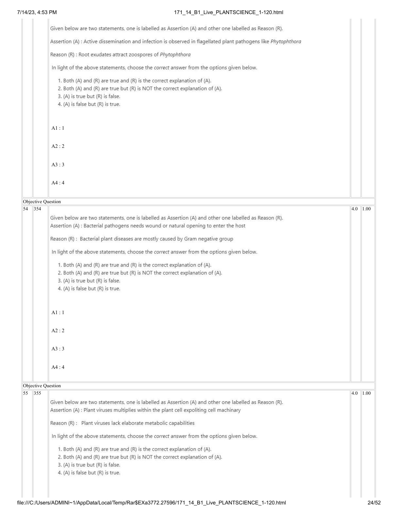 ICAR AIEEA PG 2023 PLANT SCIENCES Question Paper- 14 July 2023 - Page 24