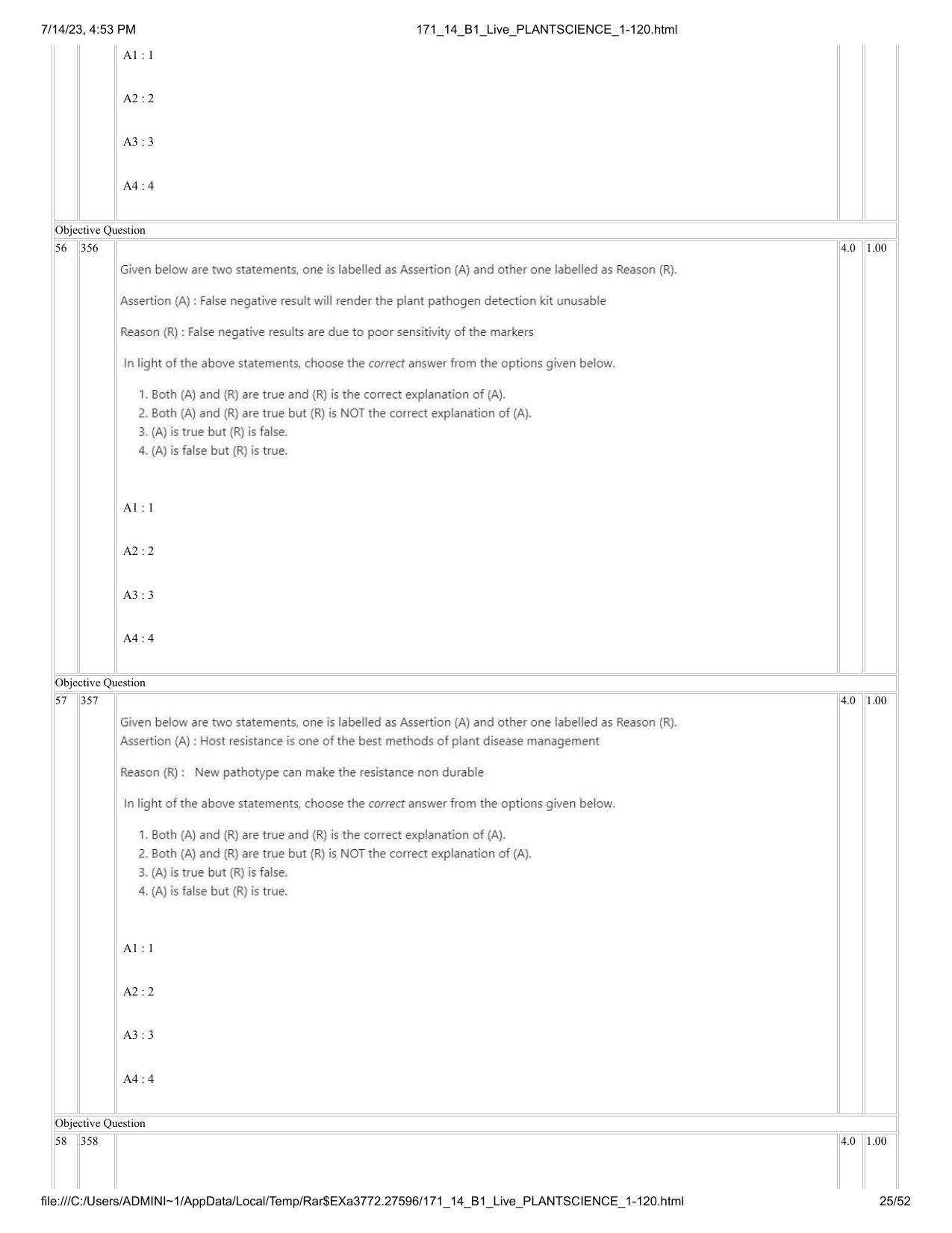 ICAR AIEEA PG 2023 PLANT SCIENCES Question Paper- 14 July 2023 - Page 25