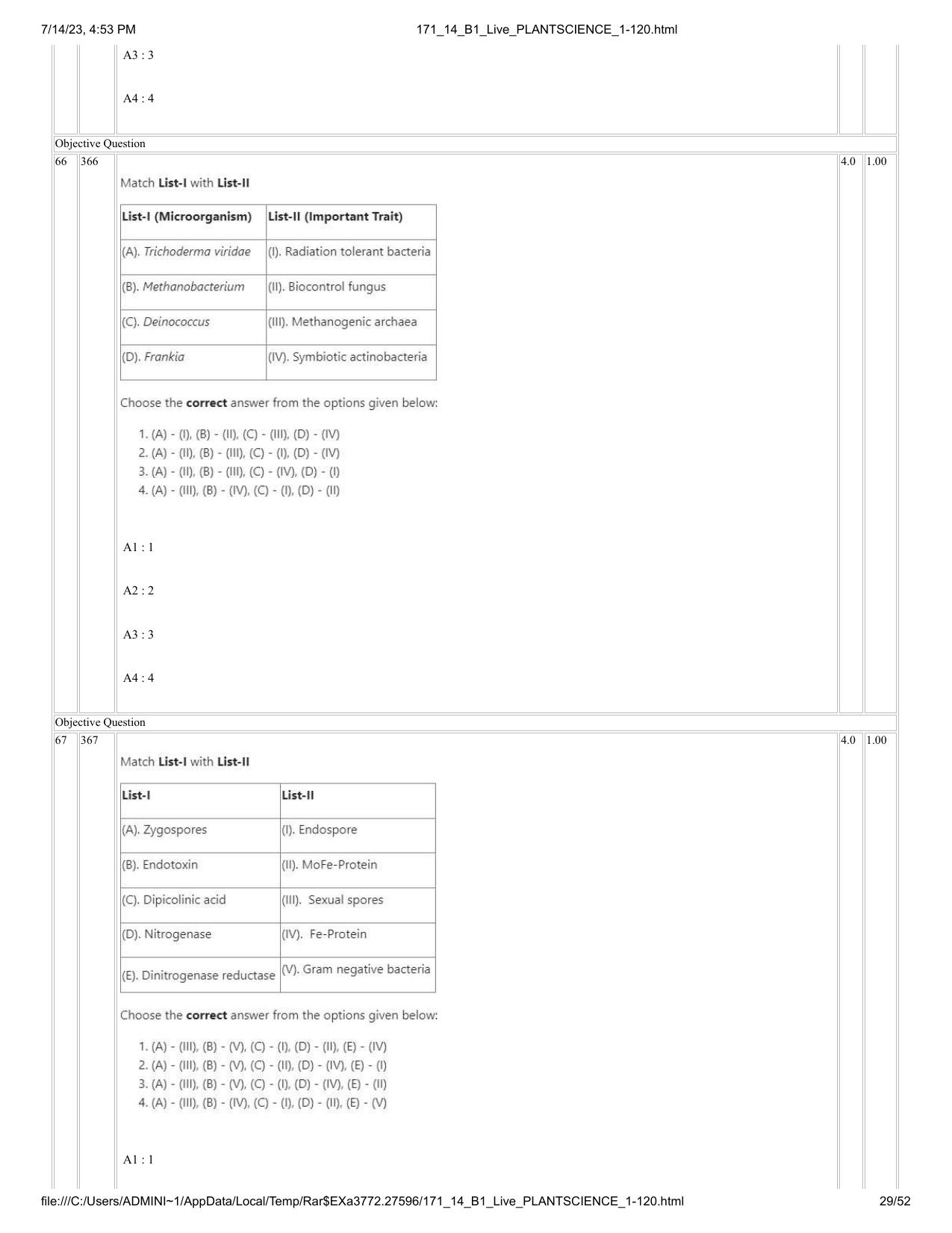 ICAR AIEEA PG 2023 PLANT SCIENCES Question Paper- 14 July 2023 - Page 29