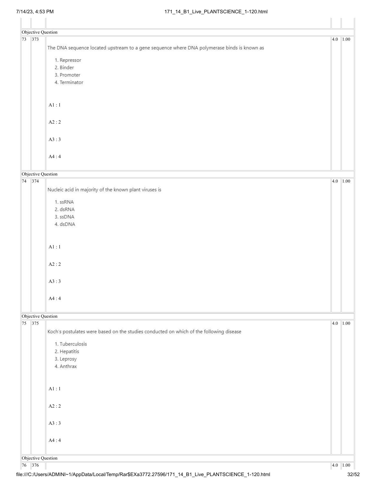 ICAR AIEEA PG 2023 PLANT SCIENCES Question Paper- 14 July 2023 - Page 32