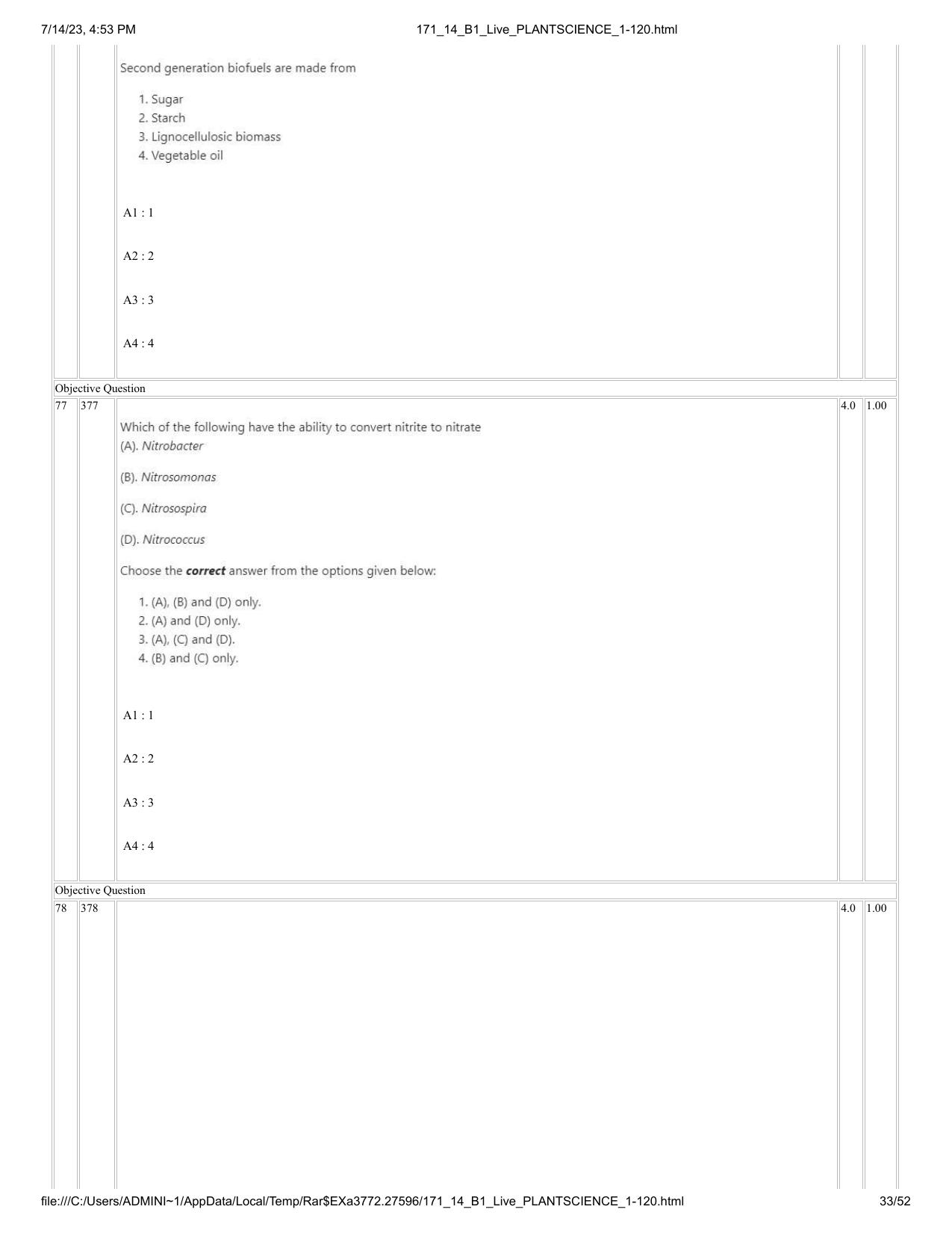ICAR AIEEA PG 2023 PLANT SCIENCES Question Paper- 14 July 2023 - Page 33