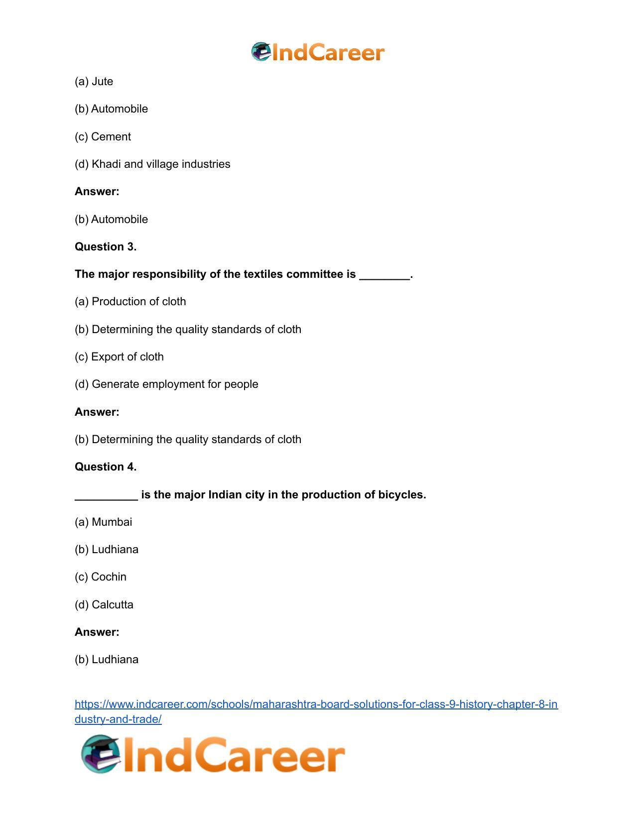 Maharashtra Board Solutions for Class 9- History: Chapter 8- Industry and Trade - Page 3