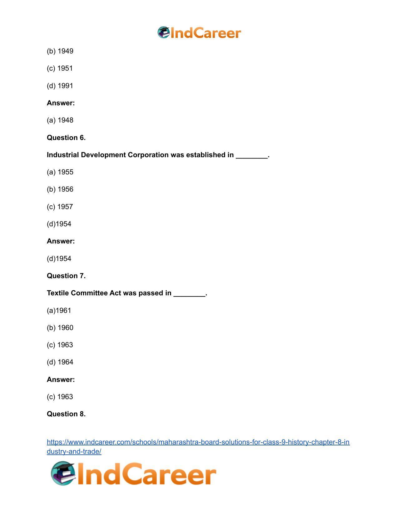 Maharashtra Board Solutions for Class 9- History: Chapter 8- Industry and Trade - Page 11