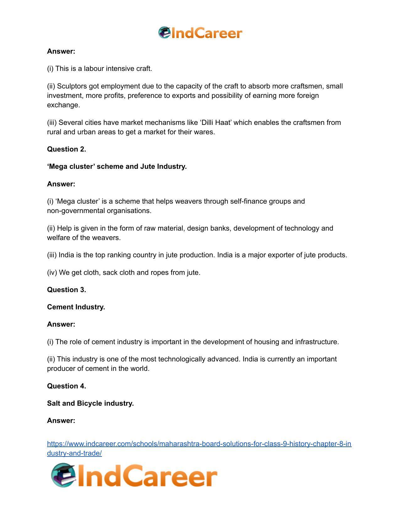 Maharashtra Board Solutions for Class 9- History: Chapter 8- Industry and Trade - Page 14