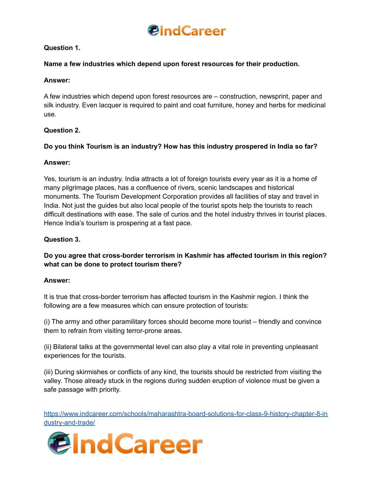 Maharashtra Board Solutions for Class 9- History: Chapter 8- Industry and Trade - Page 17