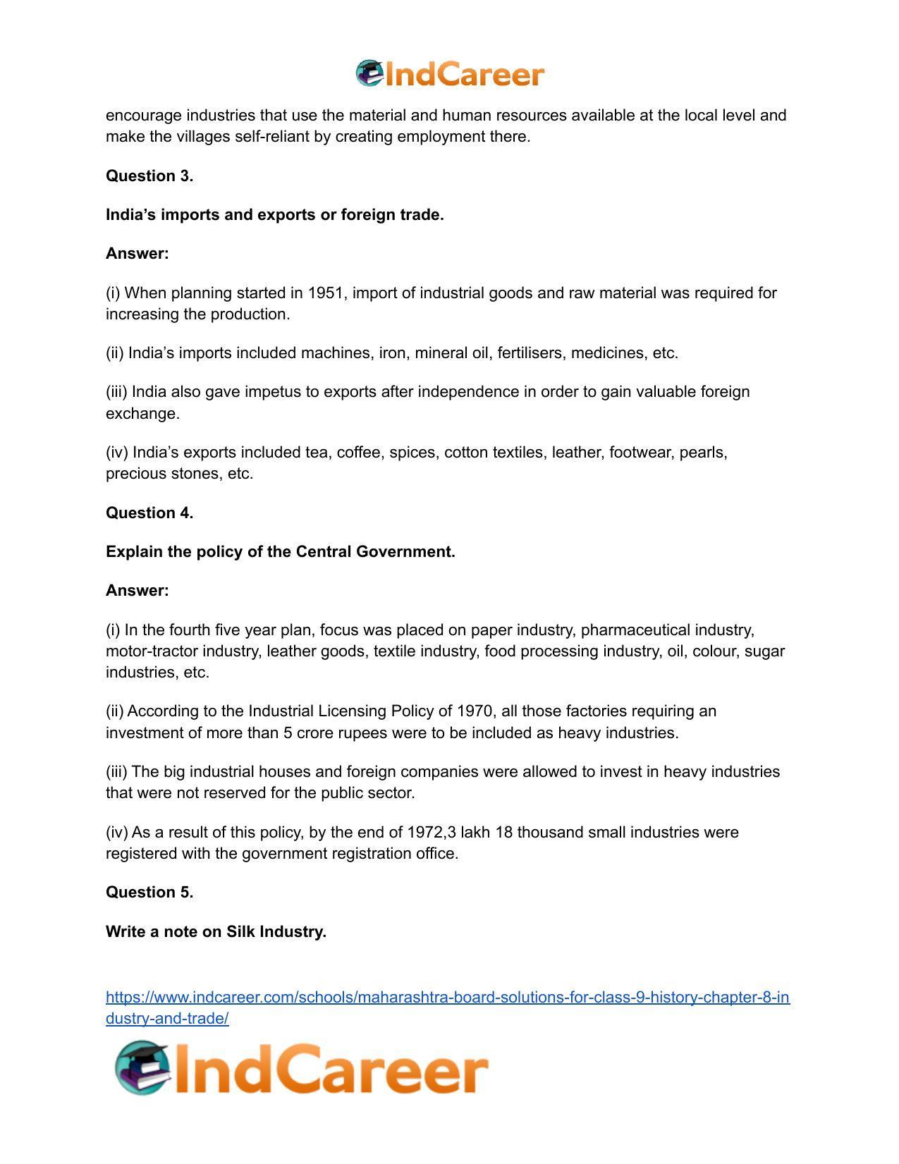Maharashtra Board Solutions for Class 9- History: Chapter 8- Industry and Trade - Page 20