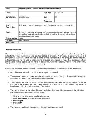 Worksheet for Class 4 Computers Assignment 13 Hopping Game