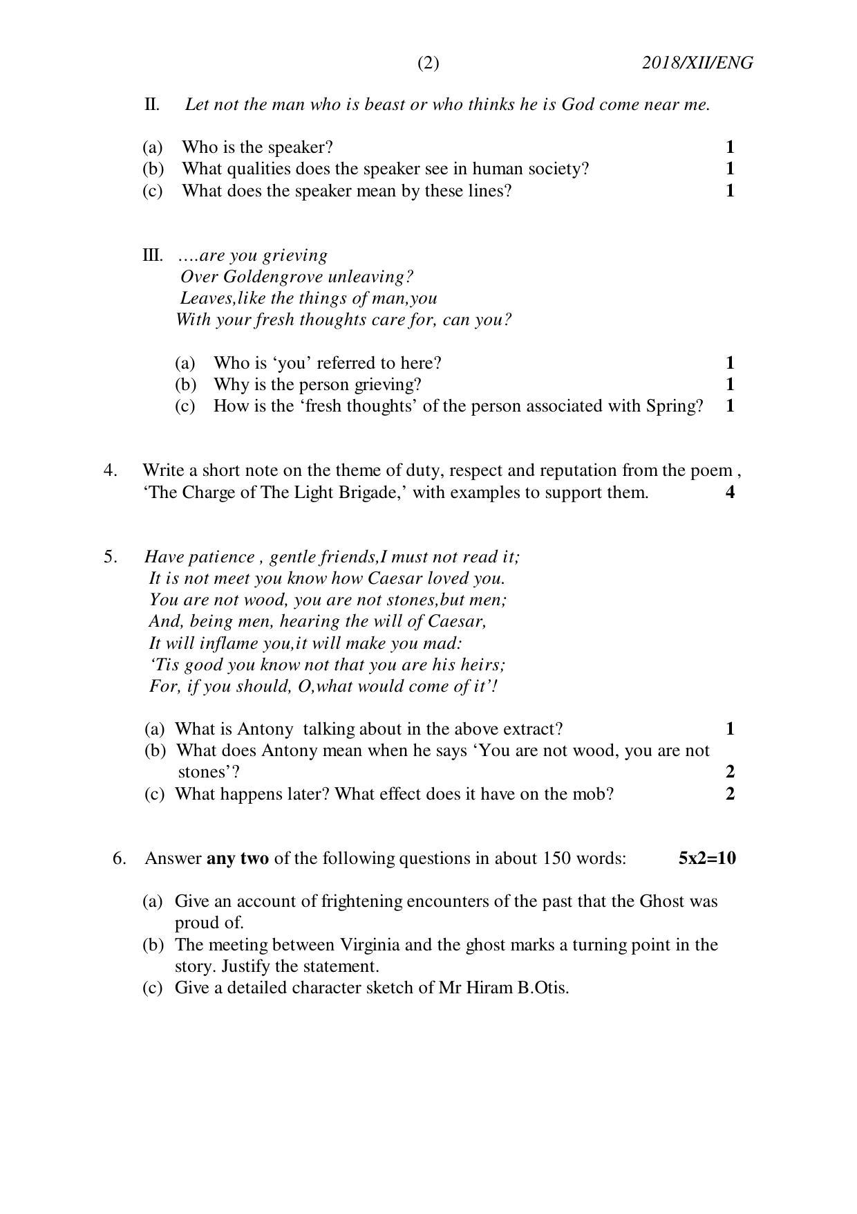 Nagaland Board Class 12 ENGLISH 2018 Question Papers - Page 2
