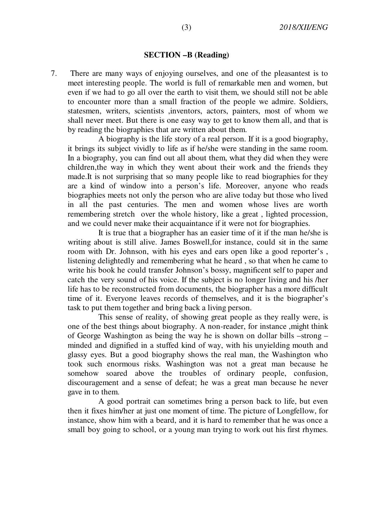 Nagaland Board Class 12 ENGLISH 2018 Question Papers - Page 3