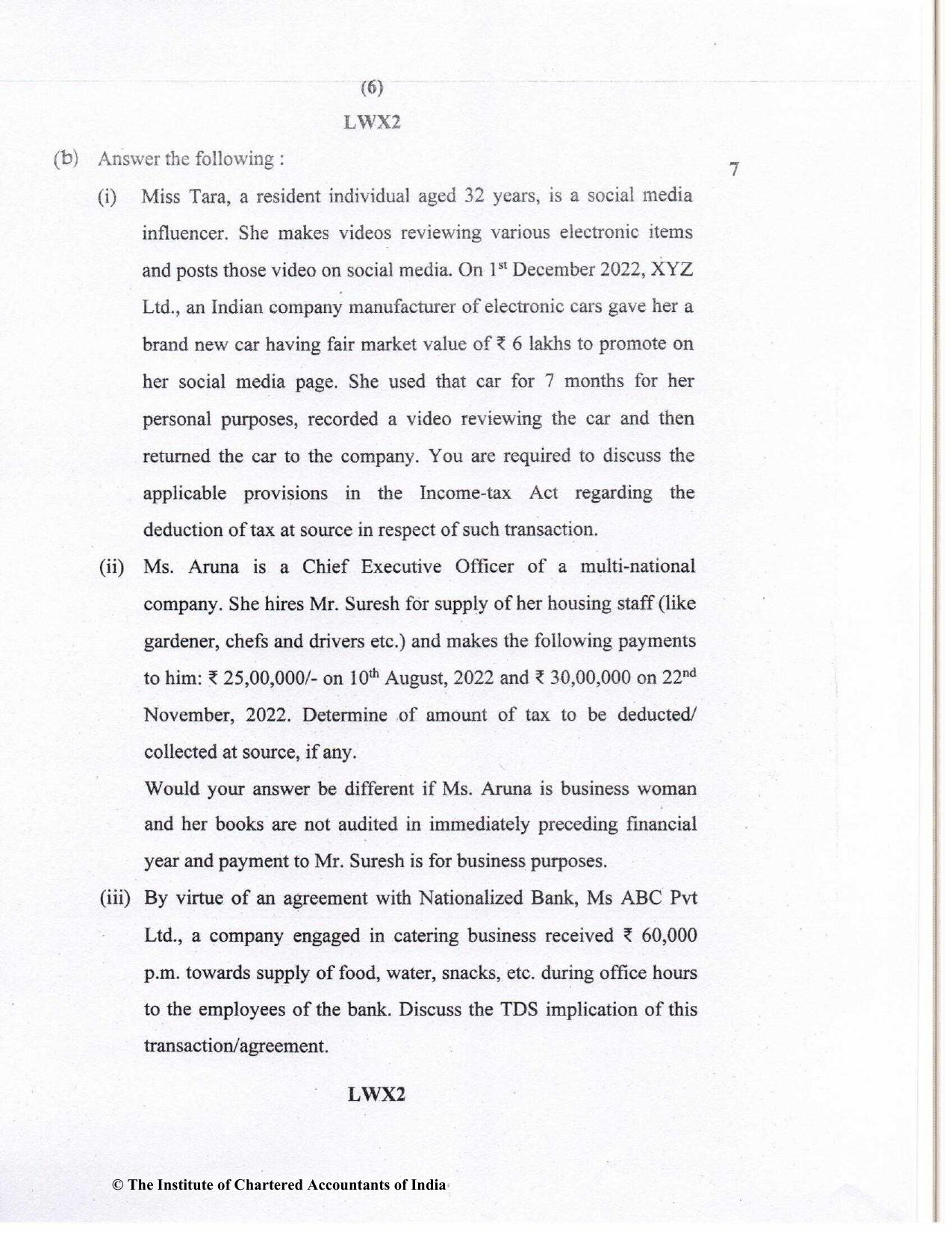 CA Inter May 2023 Question Paper - Paper 4 – Taxation - Page 6
