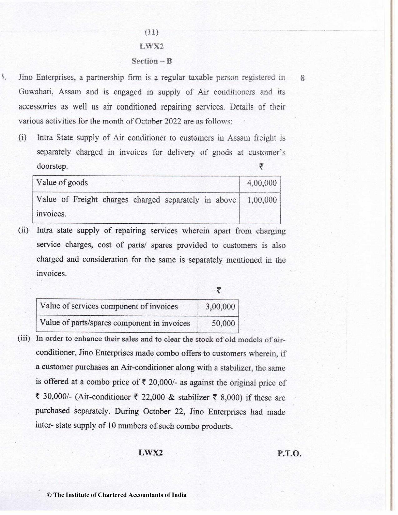 CA Inter May 2023 Question Paper - Paper 4 – Taxation - Page 11