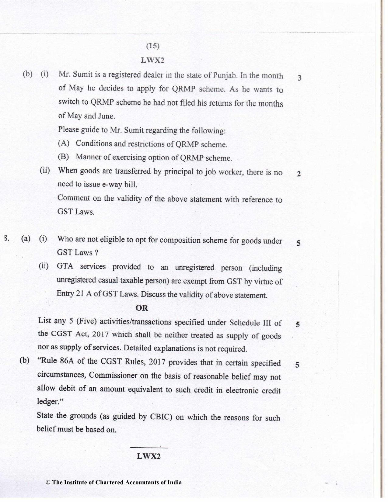 CA Inter May 2023 Question Paper - Paper 4 – Taxation - Page 15