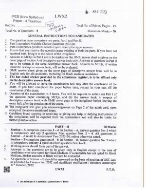 CA Inter May 2023 Question Paper - Paper 4 – Taxation
