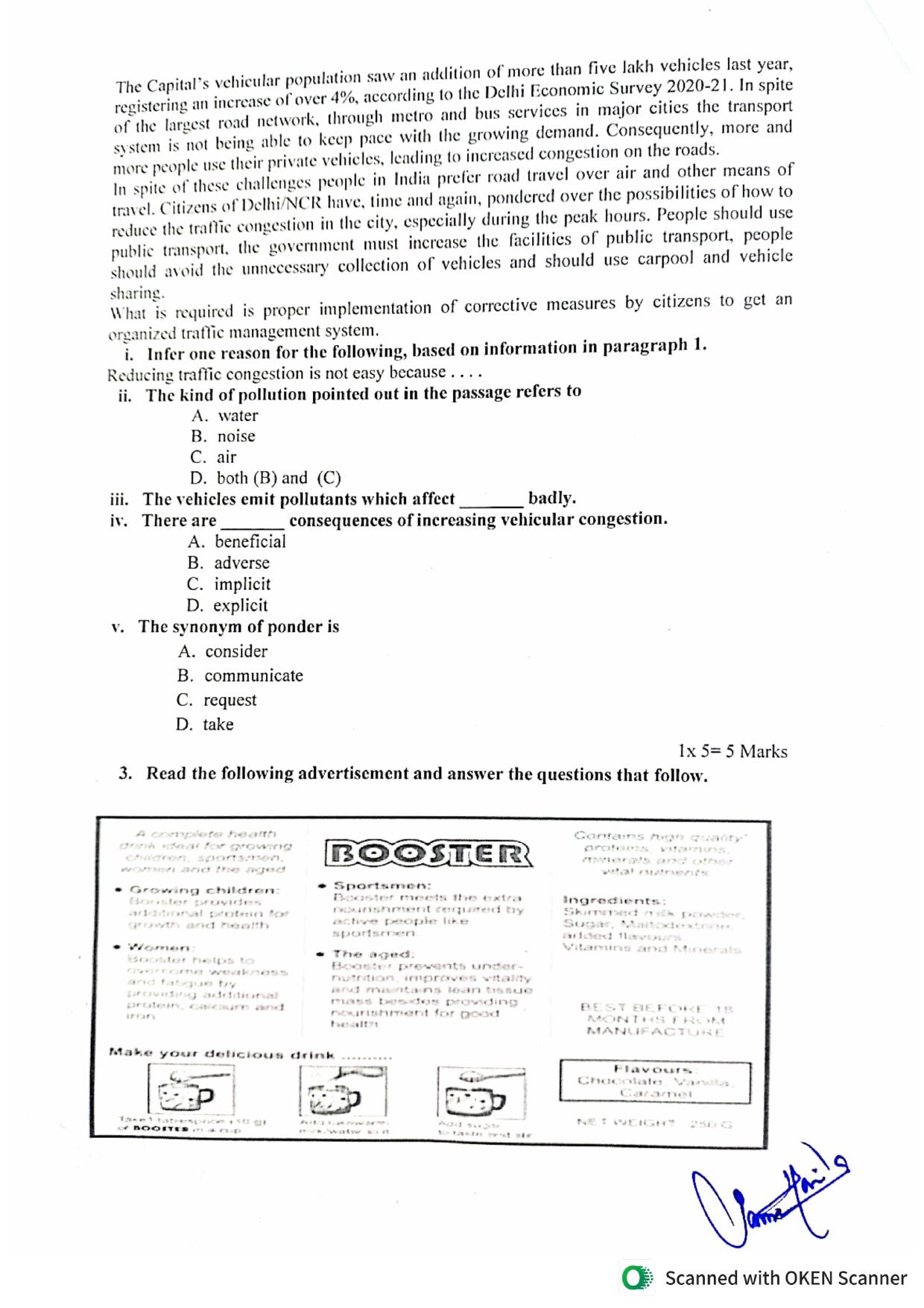 JKBOSE Class 10 English Session 2023-24 onwards Model Question Paper - Page 2