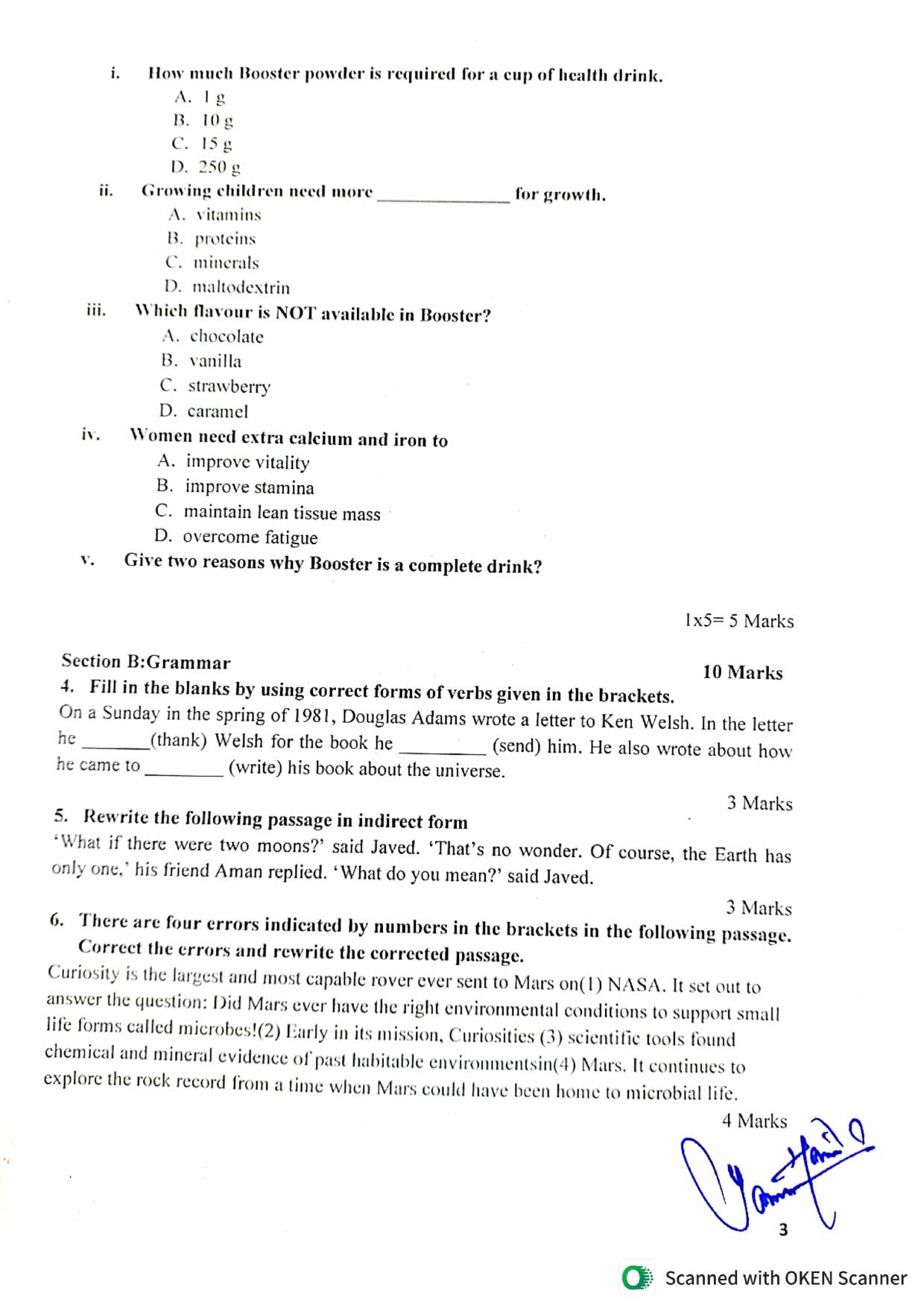 JKBOSE Class 10 English Session 2023-24 onwards Model Question Paper - Page 3