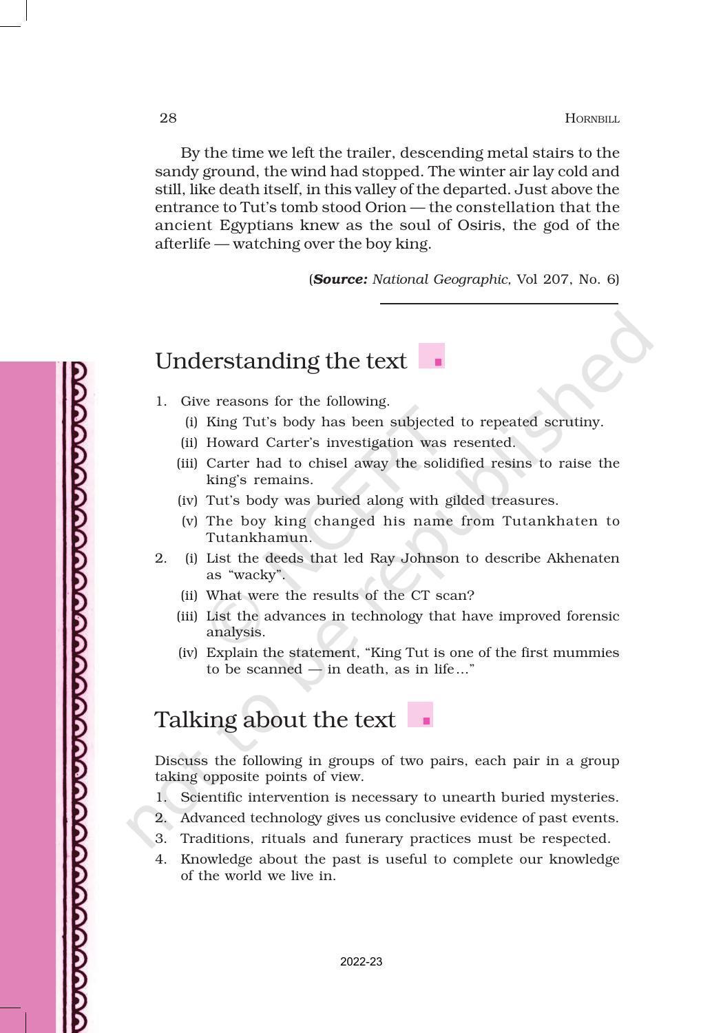 NCERT Book for Class 11 English Hornbill Chapter 3 Discovering Tut: The Saga Continues - Page 7